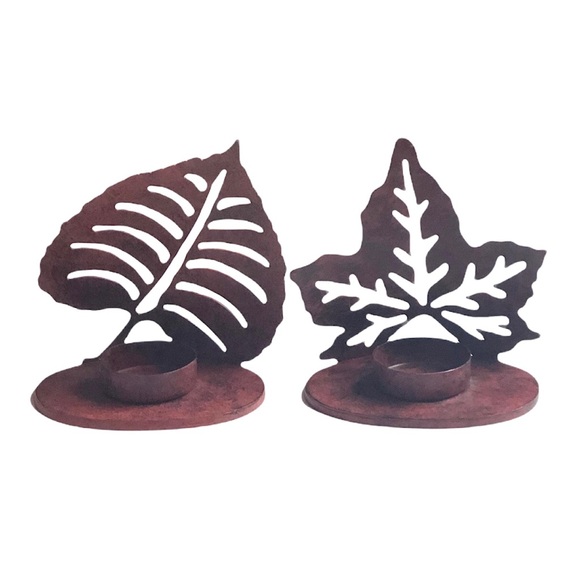 Home Accent Leaf Design Copper colored Candleholders  NWOT - Picture 4 of 4